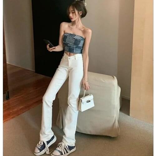 Summer Women Heart Jeans V Shape With Design High Waist Straight Denim Pants Autumn Streetwear Baggy Sexy Aesthetic Trousers New