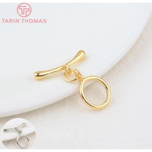 6 Sets O:10MM T:19MM 24K Gold Color Plated Brass Round Bracelet O Toggle Clasps High Quality Diy Jewelry Accessories