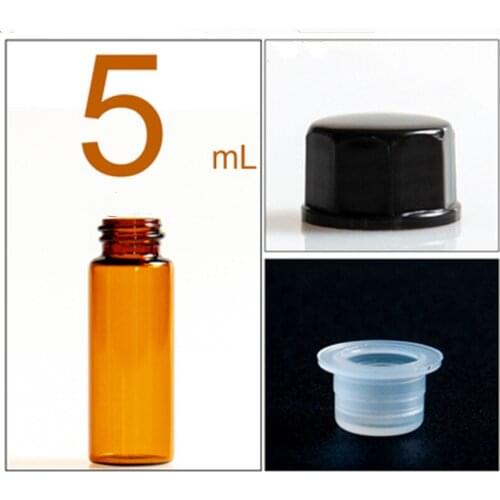 5ml Clear Amber Glass Essential Oil Bottle Dropper Plug Black Cap With EVA Sponge Mat Protected From Light Seal Small bottle