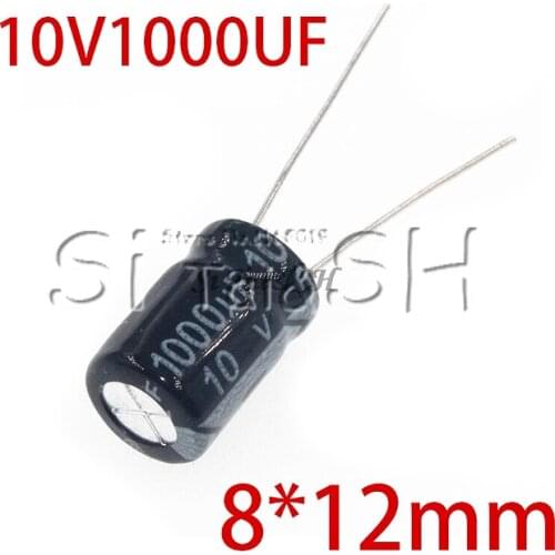 20PCS 10V1000UF 8*12mm 1000UF 10V 8x12 mm Aluminum Electrolytic Capacitor DIP