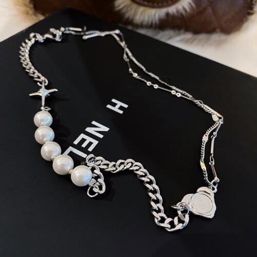 Shiny Pearl Letter Stitching Necklaces For Women Niche Design Trendy New Female Choker Hip Hop Clavicle Chain Prom Accessories