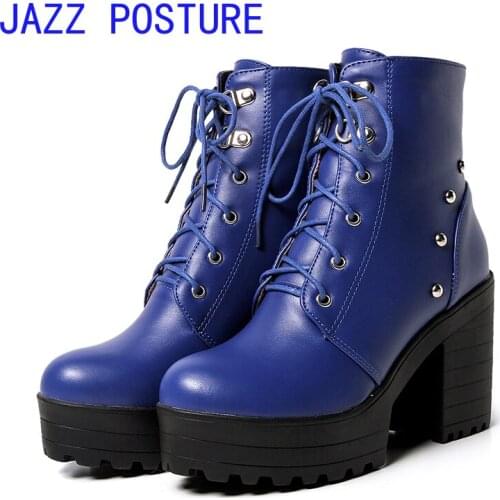 Ankle boots, thick-soled high heels, womens casual autumn and winter lace-up student shoes, fashion womens boots w272