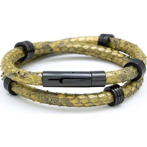 Natural Python Skin Bracelet Jewelry for Mens Python Leather Bracelet Bangle Fit Brand Watch Jewelry Bracelet BL-02998
