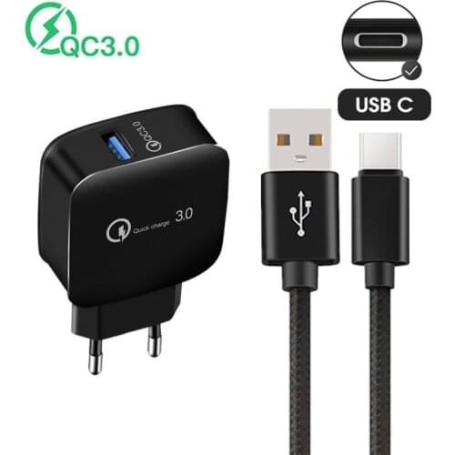 Travel wall Plug Fast charger QC 3.0 USB Power Type C USB Charge Cable For LG V20 K50 K61 Motorola Moto G10 G9 Plus Mobile Phone