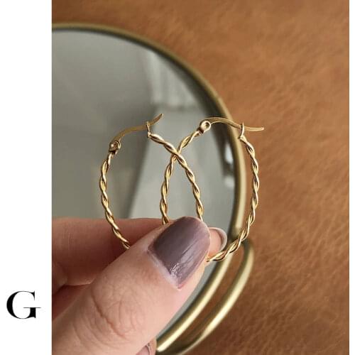 GHIDBK Stainless Steel Thin Twisted Hoop Earrings Sets Dainty Geometrical Oval Earring Hoops Women Minimalist Designed Earring