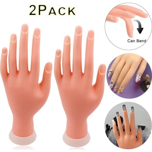 Flexible Nail Art Practice Hand Movable Silicone Soft Plastic Flectional Trainer Model False Training Hand Nail Manicure Tools