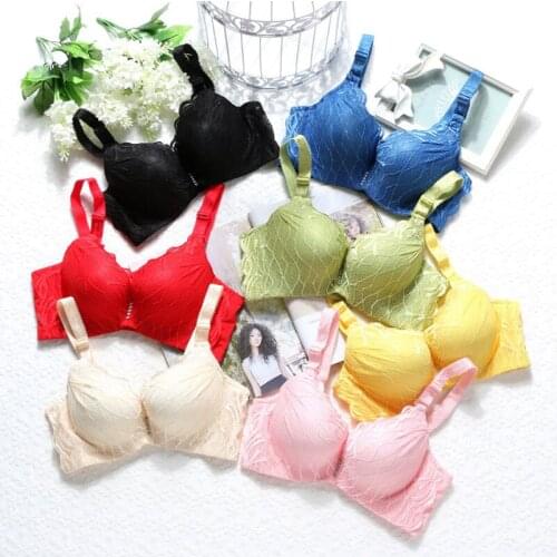 Good quality Sexy women bra Summer Sheer Lace Bra Girls underwire Bra big size gathered chest deep v lady bra 32 34 36 38 A B