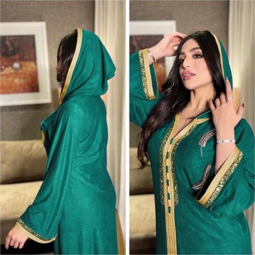 2021 Ramadan Abayas For Women Abaya Dubai Muslim Hooded Dress Jalabiya Caftan Marocain Turkish Evening Gown Islam Clothing