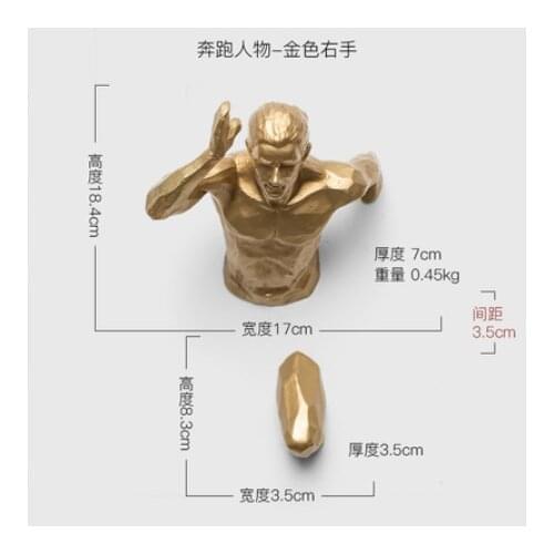 Creative Industrial Style Running Sculpture Resin Living Room Background Wall Decoration Hanging Run Figure Statue Sports Man