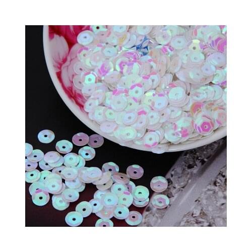 50g(1650pcs) 8mm Cup AB Colors Sequin Round Paillettes Sewing Wedding Craft White AB Spangles