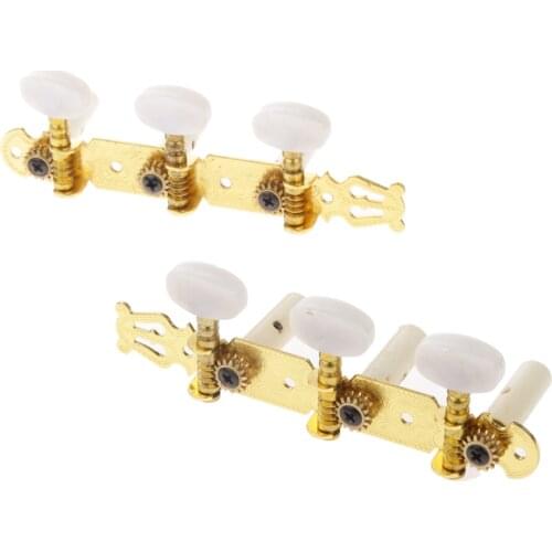2pcs Metal Round Knobs Gold Plated Tuning Pegs W/ Screws For Classic Guitar