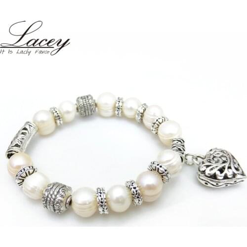 Trendy Real white baroque pearl bracelet girl present,fashion adjustable freshwater pearl bracelet jewelry for Women party gift
