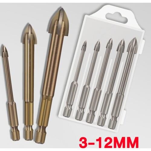 5/6Pcs Cemented Carbide Glass Ceramic Drill Bits Set Efficient Universal Drilling Tool Wall Hole Opening Power Woodworking Tools