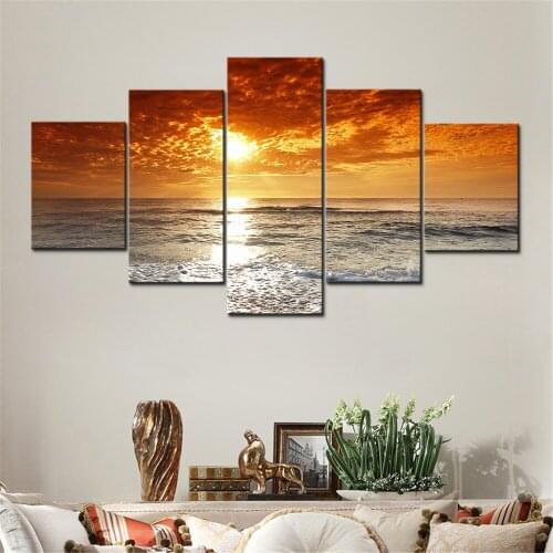 Wall Art Canvas Framework Painting Modern HD Sunset Scenery Decoration Living Home Modular Printing Pictures Poster