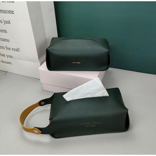 PU Leather Tissue Box Cover Rectangular Tissue Facial Paper Cover Case Modern Decorative Home Office servilletero rangement