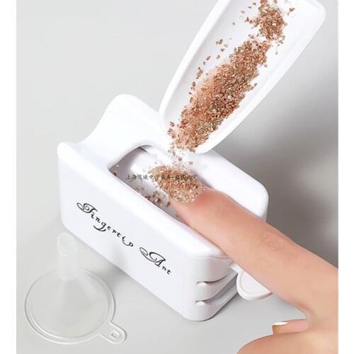 New 2021 Nail Glitter Powder Recycle Box Two Layers Small Spoon Funnel Nail Art Pearl Powder Recycling Nails Box Tool