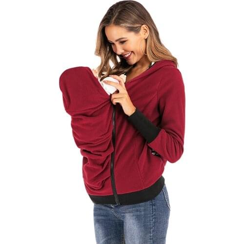 2021 New Maternity Hooded Kangaroo Pregnant Women Baby Carrier Jacket Outerwear Coat Hoodies with Baby Carrier Thicken Clothes