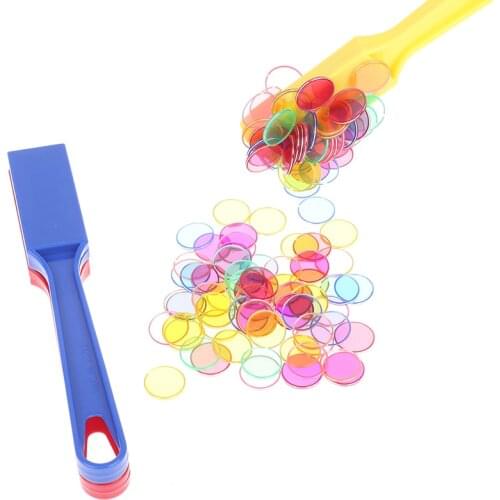 Montessori Learning Toys Magnetic Stick Wand Set With Transparent Color Counting Chips With Metal Loop