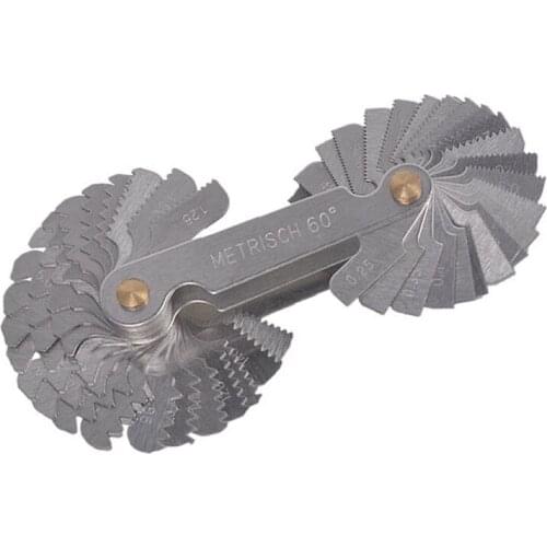 FJS Thread Pitch Gauge 55-60 degree 52 Blades MM & SAE Steel Thread Gauge Measuring Tool