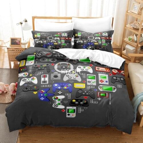 Game Printed Duvet Cover for Kids Adults 3D Gamepad Bedding Set PlayStation Gamer King Size Blue Comforter Sets Home Quilt Cover