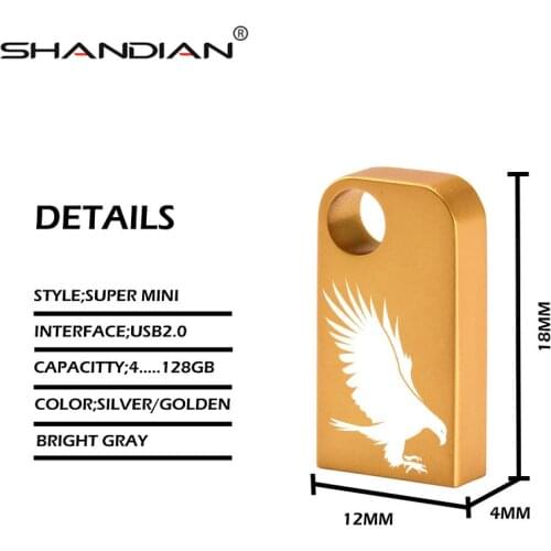 SHANDIAN Super mini usb flash drive 8GB metalen pendrive 64GB memory stick 16GB cle usb 2.0 pen drive 32GB flash disk 128GB