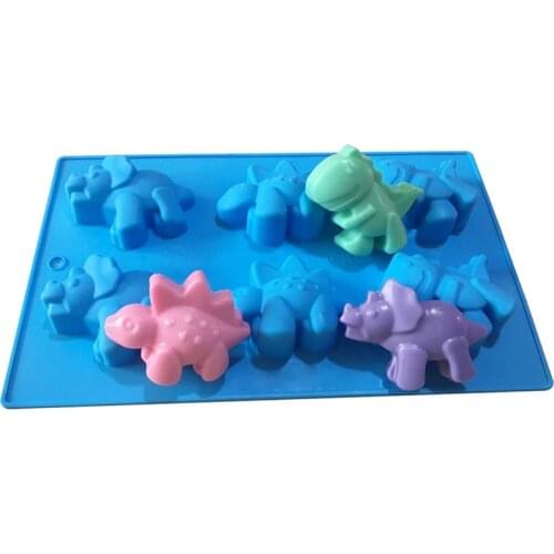 6 Cavity 3D Dinosaur Silicone Soap Mold Cake Chocolate Candy Fondant Candle Soap Moulds Jelly Clay Wedding Decoration DIY Baking