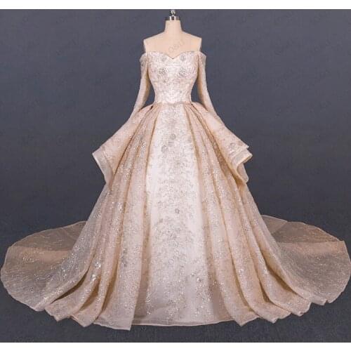 LO&LI Main wedding dress 2021 new brides wedding bra straight shoulder simple show thin luxury long tail champagne color