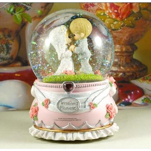 Light emitting from the spray snow crystal ball rotating music box