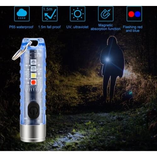 LED Mini Flashlight USB Rechargable Powerful Small Flashlight With Side Light IP65 Waterproof Night Light Portable Keychain