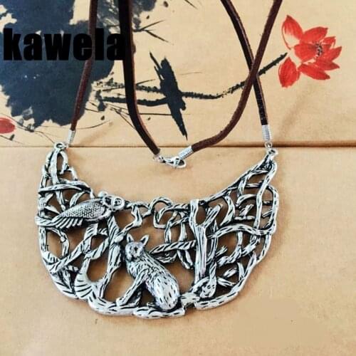 Vintage Filigree Animal Alloy Statement Leather Necklace