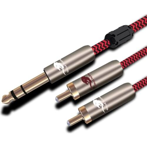 High Premium Stereo Male 6.35mm to 2 RCA Male Shield Audio Cable Phono Mixing Console Subwoofer Amplifier Mixer Audio Cable