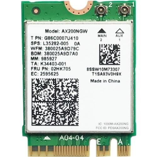 WIRCARD for Dual Band AX200 2400Mbps Wireless AX200NGW NGFF M.2 Bluetooth 5.0 Wifi Network Card 2.4G/5G 802.11Ac/Ax
