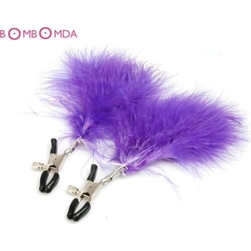 Red Feather Nipple Clips Adjustable Clamps Bust Massager Breast Stimulate Sex Flirting toys Jewellery Bust Massager Stimulator