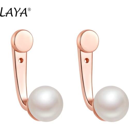 Laya 925 Sterling Silver Fashion Simple Design Natural Freshwater Bread Beads Pearl Earrings For Women Fine Jewelry 2021 Trend