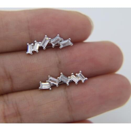 2018 high quality 925 sterling silver princess cut square CZ sweep long women earrings jewelry