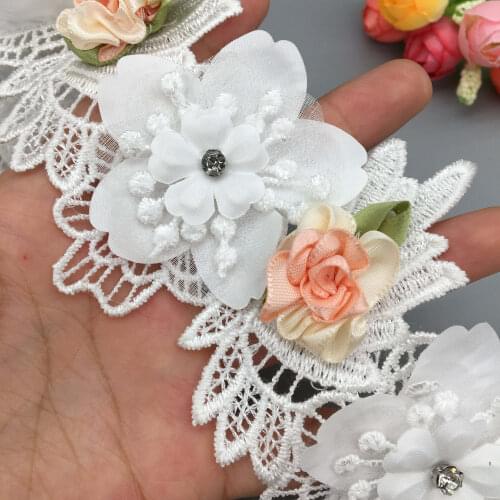 10x Rose Flowers Diamond Lace Trim Net Embroidered Lace Ribbon French Fabric Sewing Craft Costume Dress DIY Wedding Accessories