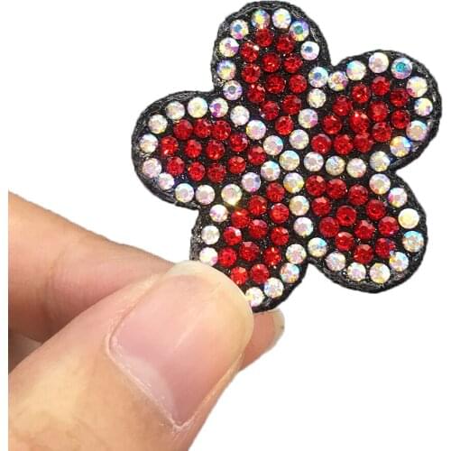 15pcs/Lot Sequined Stick-On Appliques for Clothing BB Cilp Rhinestone Patches Flower Girl Cactus Patch