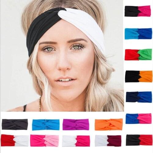 27 Colors Splicing Cross Motion Women Headband Solid Color Summer Individual Package Hair Accessories Elastic Hair Bands