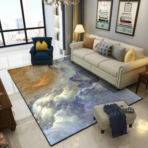 3D Abstract Three-dimensional Gorgeous Clouds Blue Gold White Bedroom Living Room Crystal Velvet CarpetCustom Size