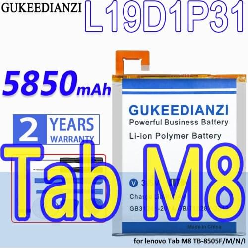 High Capacity GUKEEDIANZI Battery L19D1P31 5850mAh for lenovo Tab M8 TB-8505F/M/N/I