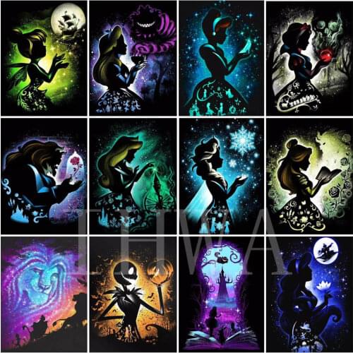 Disney Princess DIY Diamond Painting Mermaid Embroidery Cartoon Girl Princess 5D Full Round Drill Queen Inlaid Pattern Gift