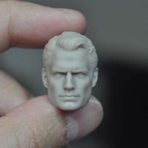 DIY Unpainted 1/12 Henry Cavill Head Sculpt Male Soldier Head Carving Fit 6'' ML SHF MAFEX Action Figure Body
