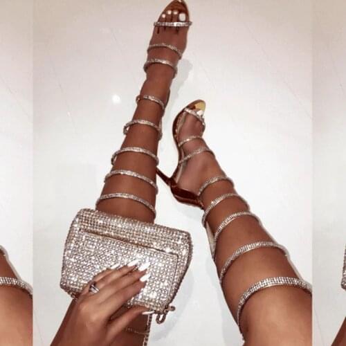 DORATASIA Sexy Women Fashion Gladiator Shoes Women Knee High Boot Rhinestone High Heels Sandals 2020 Club Party Summer Sandals