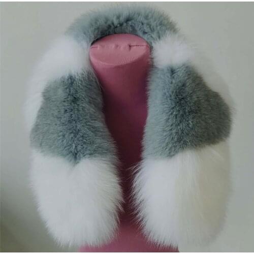 JKP 2020 Natural Fox Fur Collar Parka Jackets Collar Winter Warm Scarf Real Animal Fur Scarf Fashion Shawl and Wraps