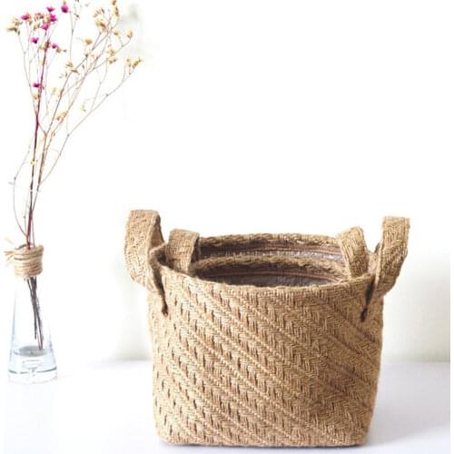 Jute woven cloth flower pot storage basket childrens toys sundries storage bag laundry basket WF1107