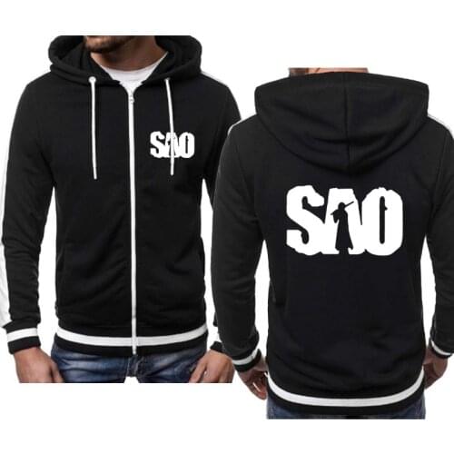 2021New Hooded Zipper jacket SAO Sword Art Online Anime print Fashion casual cotton Mens jacket Hot sale high quality Mens top
