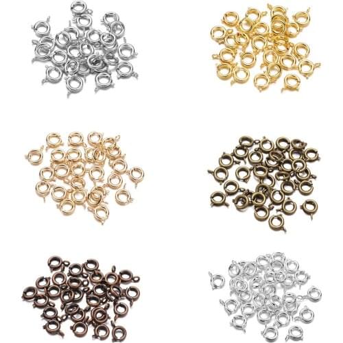 30pcs Metal Round Spring Ring Clasp With Open Jump Ring jewelry Clasp For Necklace Bracelet Connector Jewelry Making Accessorie