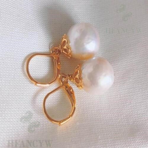Fashion White Baroque Pearl Earring 18k Hook Women Natural Aurora Real Mesmerizing Gift Earbob Luxury Flawless