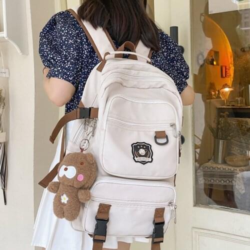 Female Harajuku Nylon Bag Kawaii Girl College Student Backpack Waterproof Fashion Ladies School Bag Book Women Cute Backpack New