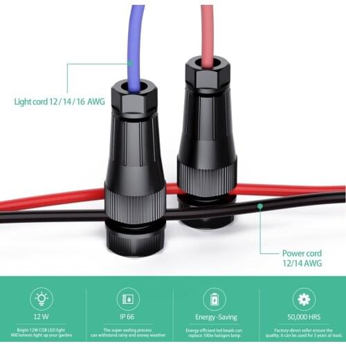 Low Voltage Landscape Lighting Connector Waterproof Fastlock Wire Connectors for Outdoor Path Lights 12-14 Gauge Cable Connector
